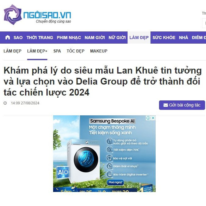 [Báo Ngôi Sao] – Khám phá lý do siêu mẫu Lan Khuê tin tưởng và lựa chọn vào Delia Group để trở thành đối tác chiến lược 2024