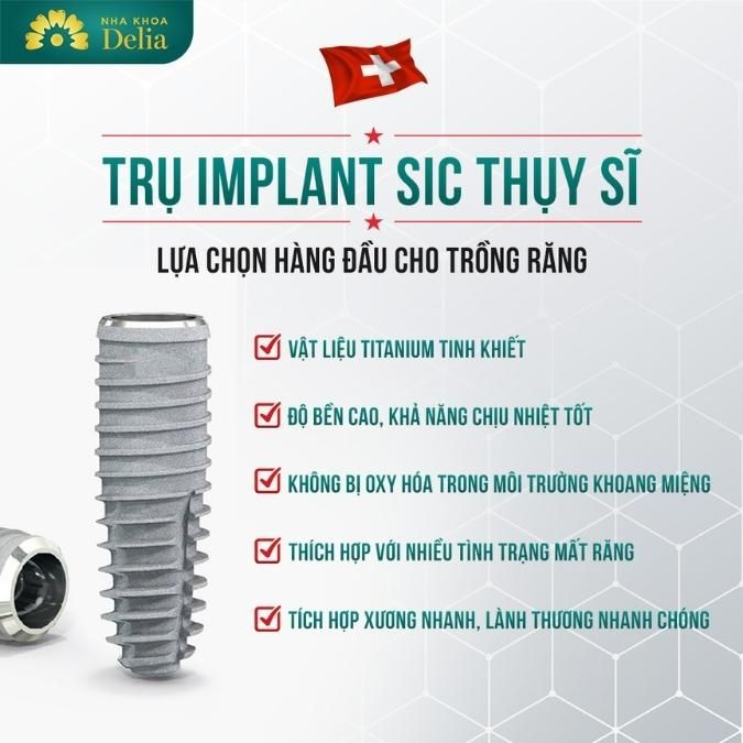 Trụ Implant SIC từ Thụy Sĩ, nổi bật với các tính năng thích hợp cho cả thẩm mỹ và chức năng của răng