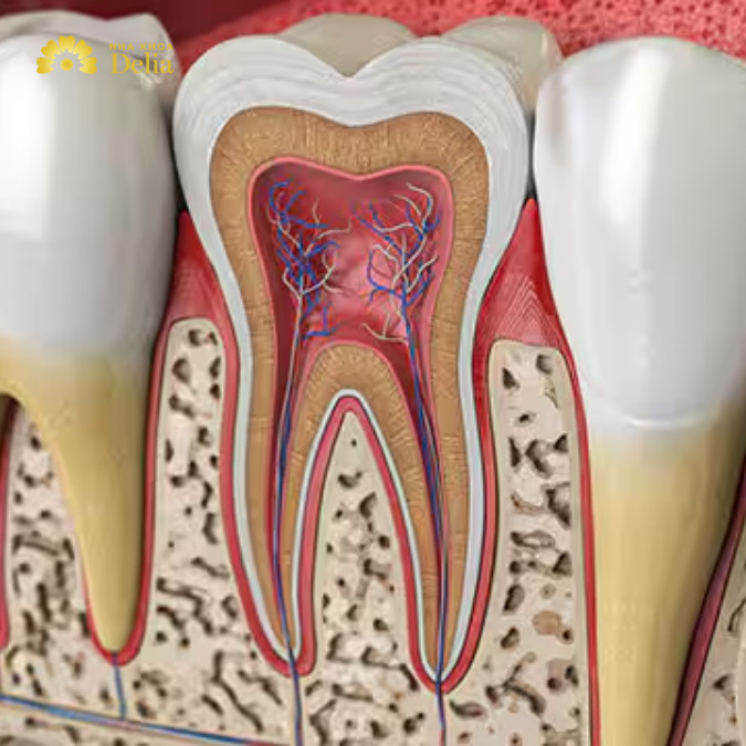 Tủy răng có màu hồng nhạt do chứa các mạch máu và dây thần kinh