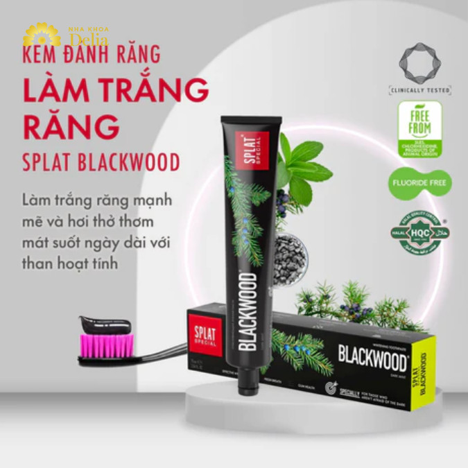 Splat Blackwood là một trong những sản phẩm độc đáo của thương hiệu Splat, với thành phần chính từ than gỗ đen tự nhiên kết hợp với lá bạc hà và lá cây bạch xù.