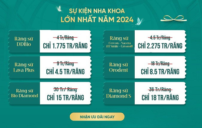 khách hàng còn được nhận ưu đãi khi sử dụng các dịch vụ áp dụng cho 16 răng với trị giá