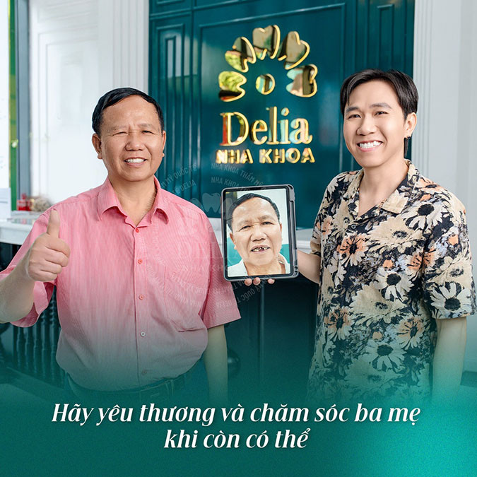 Diễn viên Anh Đức dẫn bố đến Delia Beauty Group thay đổi bộ răng