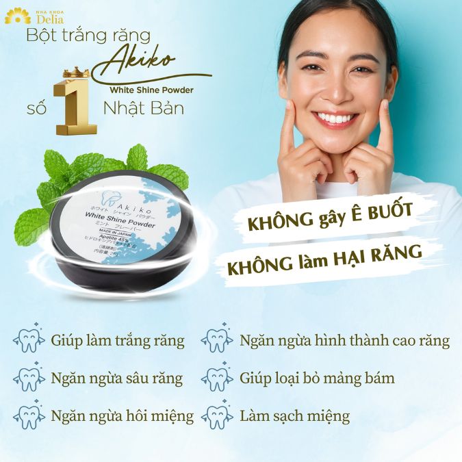 Hướng dẫn sử dụng bột trắng răng Akiko