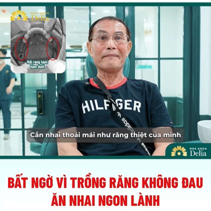 Chú Thắng đã được đặt 4 trụ implant trong điều kiện vô cùng nhẹ nhàng, êm ái mà "không hề biết đau"