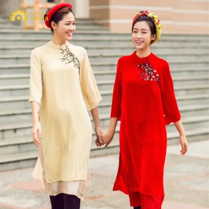 Cách tạo dáng chụp ảnh áo dài 2 người