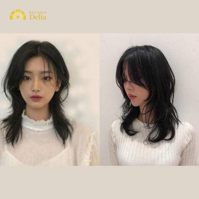 Mullet layer nữ mặt tròn